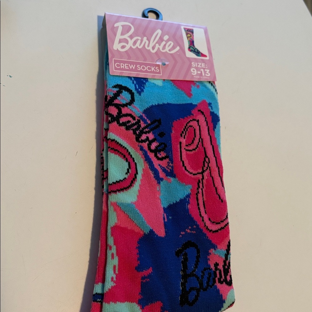 Barbie Colorful Crew Socks with Pink and Blue